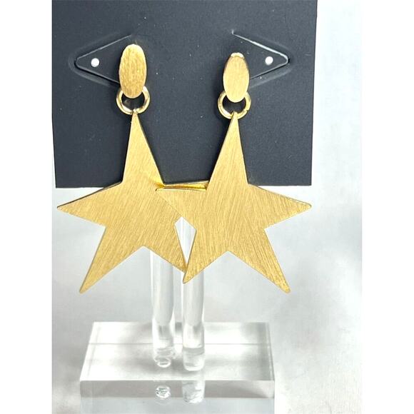 Rebecca Minkoff Gold Star Drop Earrings Pierced - Picture 1 of 3